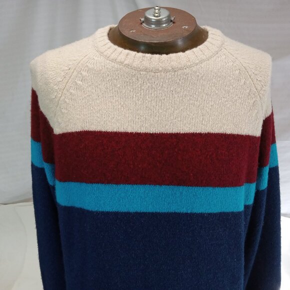 American Eagle Mens Crewneck Red White Blue Seriously Soft Striped Sweater L - Picture 3 of 13